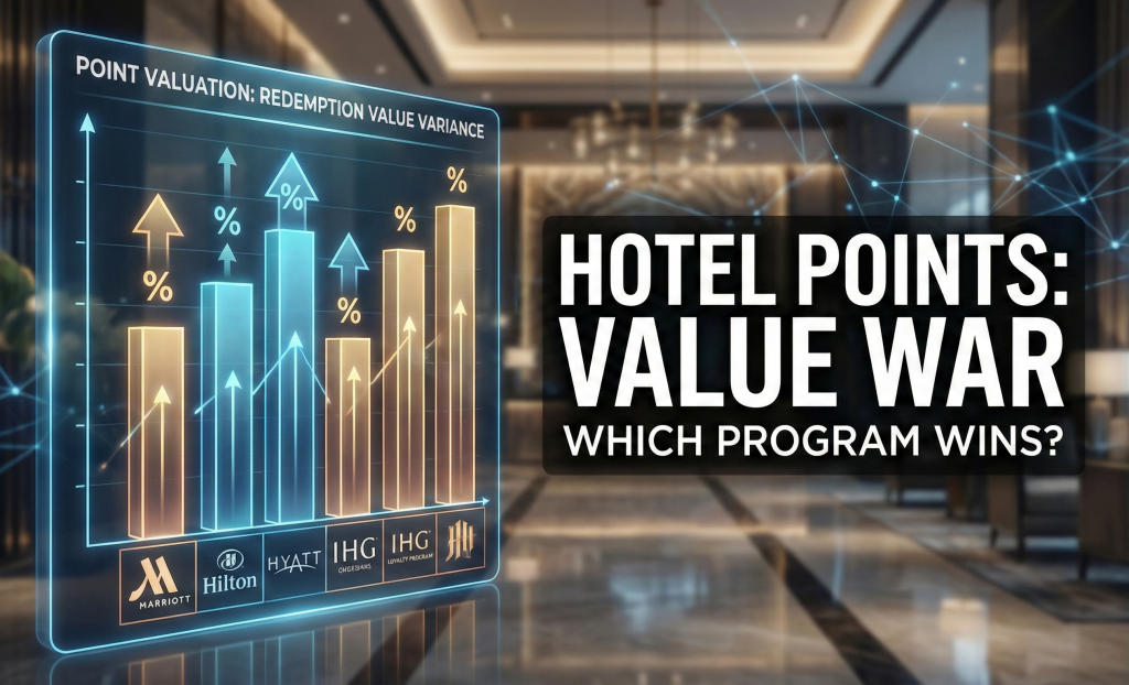 Hotel loyalty program point valuation chart showing redemption value variance across major chains