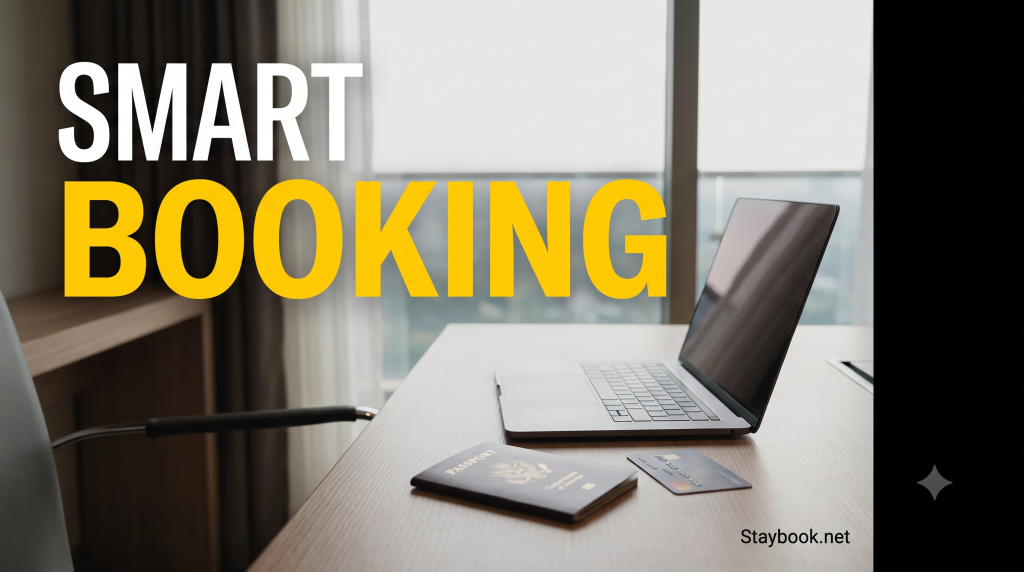 How to Request a Refund on a Non-Refundable Hotel Booking 2 A minimalist desk setup in a hotel room with a laptop passport and credit card under soft morning light