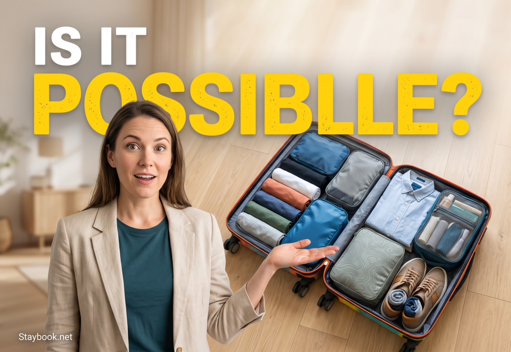 An open suitcase neatly packed with travel essentials symbolizing airline packing strategy